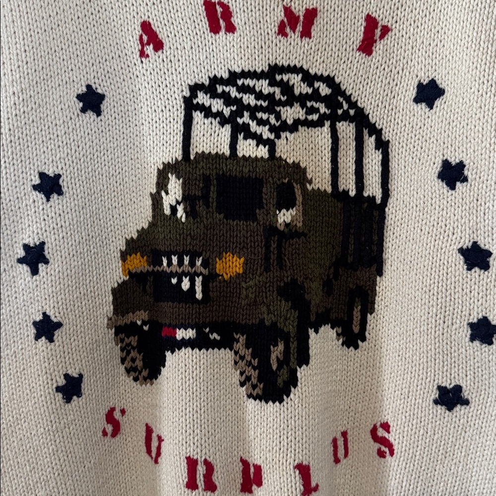 Vintage Tommy Hilfiger Army Surplus Hand Knitted Sweater / Large / 90s / RARE - Picture 4 of 6